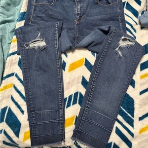 American Eagle Outfitters Ripped Blue Skinny Jeans